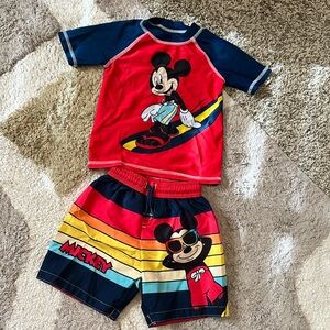 Disney Mickey Mouse Rash Guard and Swim Trunks Set - 2T